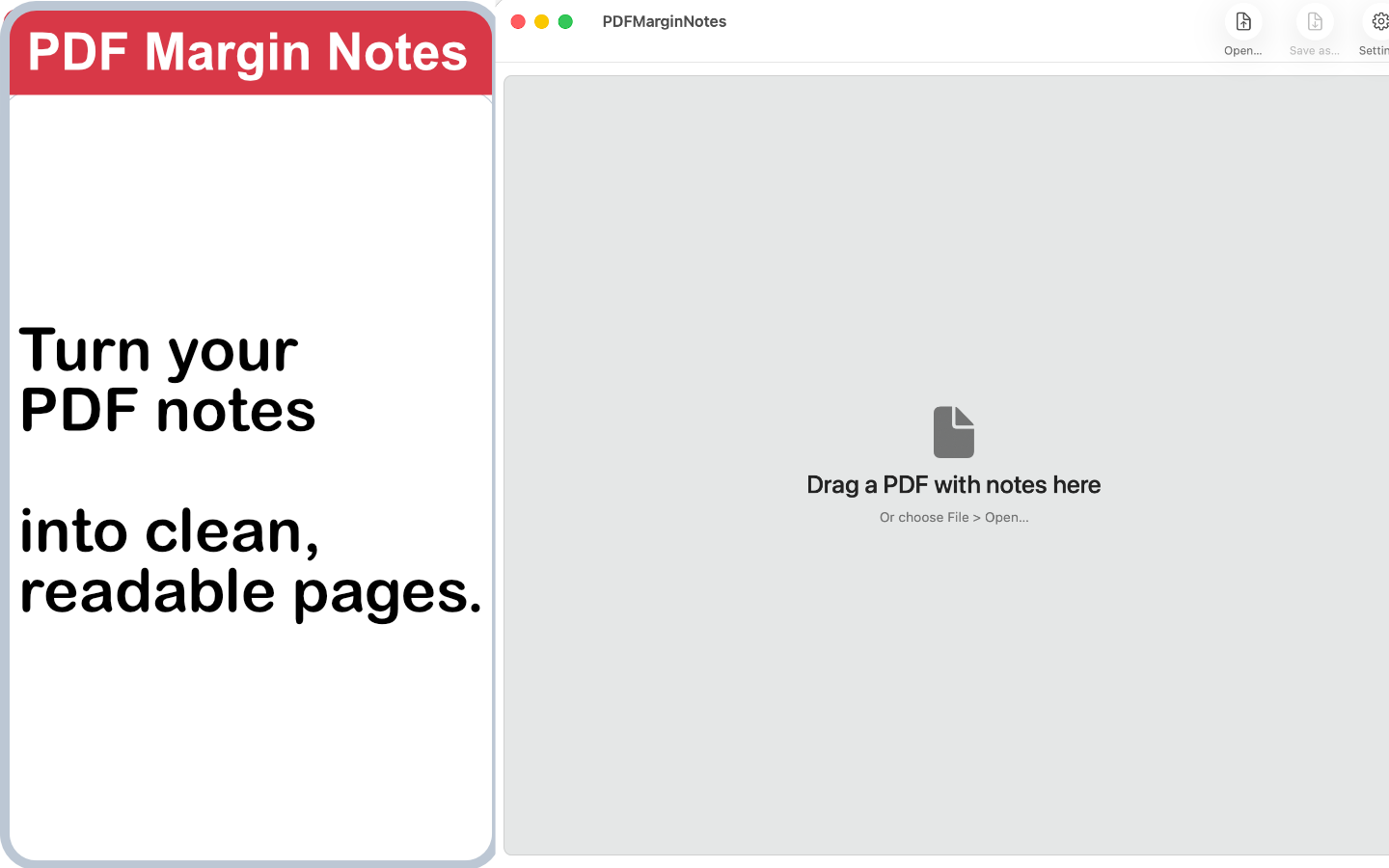 PDFMarginNotes showing Apple Preview notes converted into a clean printable PDF layout