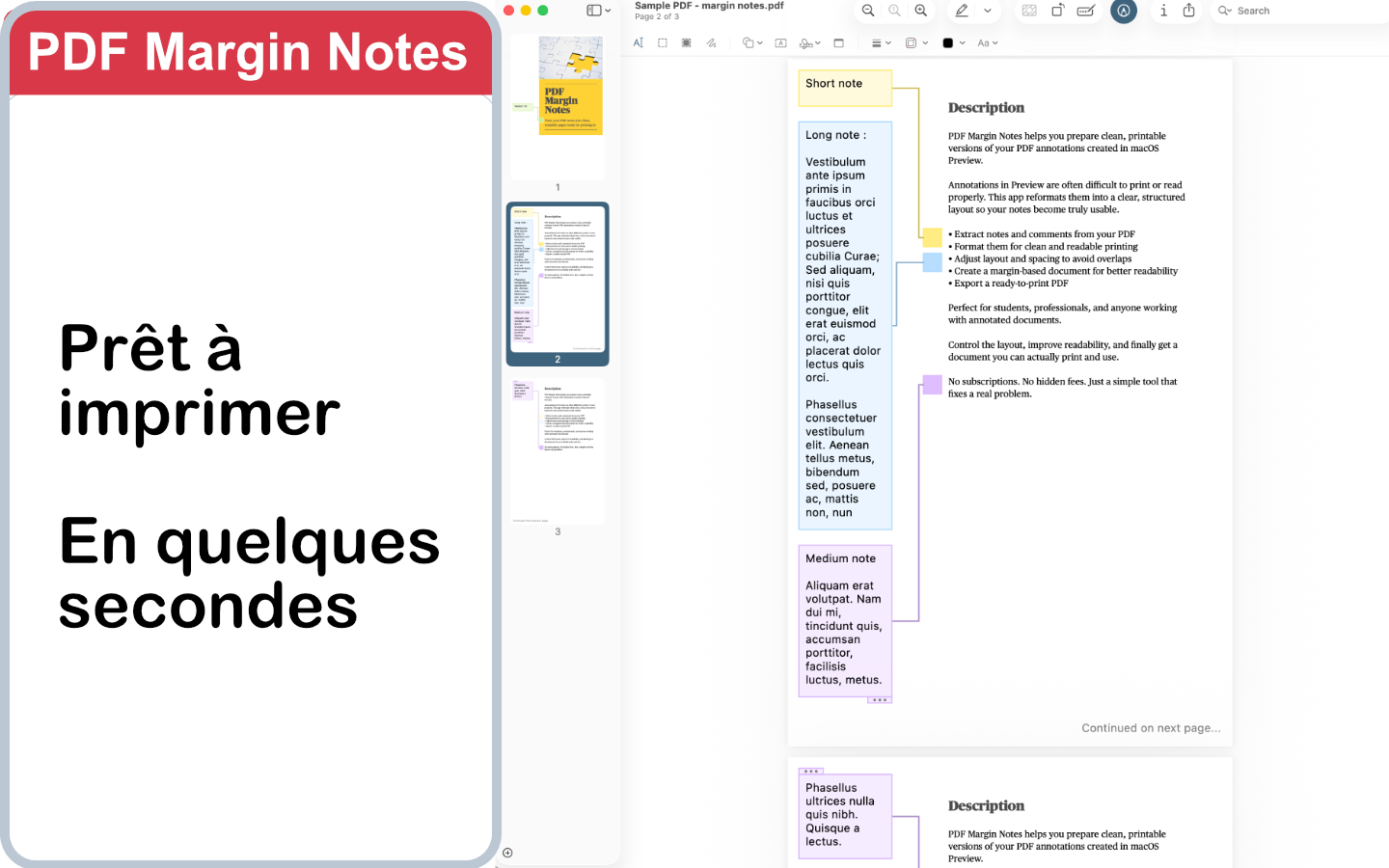 Notes PDF propres et imprimables exportées depuis PDFMarginNotes avec commentaires PDF lisibles